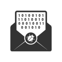 Vector illustration of virus message icon in dark color and white background