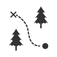 Vector illustration of forest map icon in dark color and white background