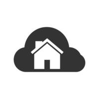 Vector illustration of home cloud icon in dark color and white background