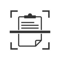 Vector illustration of document scans icon in dark color and white background