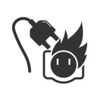 Vector illustration of burnt plug icon in dark color and white background