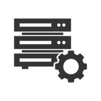 Vector illustration of big data settings icon in dark color and white background