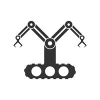 Vector illustration of two handed robots icon in dark color and white background