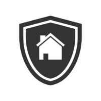 Vector illustration of home protection icon in dark color and white background