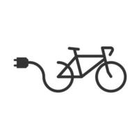 Vector illustration of electric bicycle icon in dark color and white background