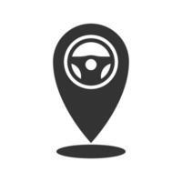 Vector illustration of car location icon in dark color and white background