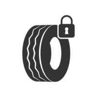 Vector illustration of wheel lock icon in dark color and white background