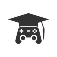 Vector illustration of game education icon in dark color and white background