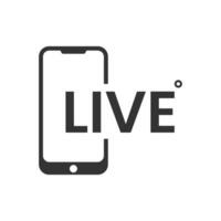 Vector illustration of live smartphones icon in dark color and white background