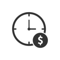 Vector illustration of Time is money icon in dark color and white background