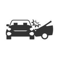 Vector illustration of car crash icon in dark color and white background