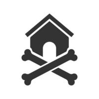 Vector illustration of dog house icon in dark color and white background