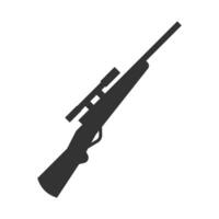 Vector illustration of rifle icon in dark color and white background