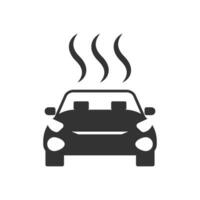 Vector illustration of hot car icon in dark color and white background