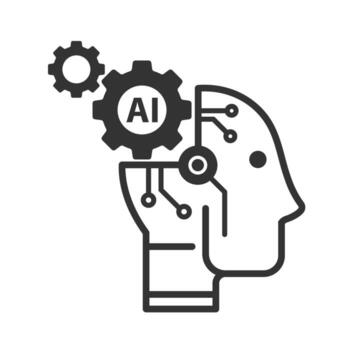 vector ilustración de ai tecnología robots icono en oscuro color y blanco antecedentes