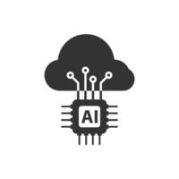 vector ilustración de chip almacenamiento nube icono en oscuro color y blanco antecedentes