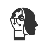 Vector illustration of ai robot icon in dark color and white background