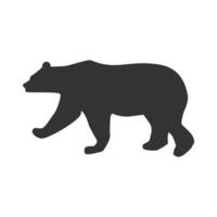 Vector illustration of bear icon in dark color and white background