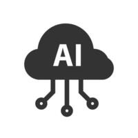 Vector illustration of ai cloud icon in dark color and white background