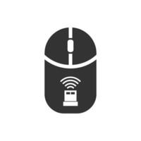 Vector illustration of wireless mouse icon in dark color and white background