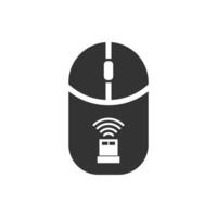 Vector illustration of wireless mouse icon in dark color and white background