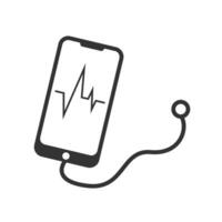 Vector illustration of check the health of the smartphone icon in dark color and white background