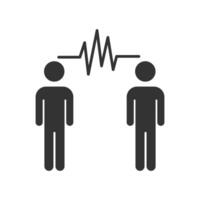 Vector illustration of signals between people icon in dark color and white background