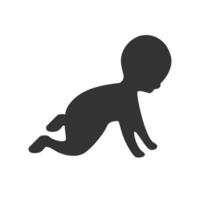 Vector illustration of baby icon in dark color and white background