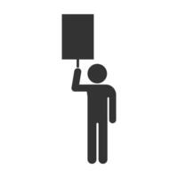 Vector illustration of protesters  icon in dark color and white background