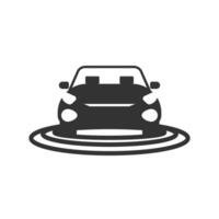 Vector illustration of signal under the car icon in dark color and white background