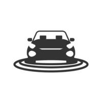 Vector illustration of signal under the car icon in dark color and white background