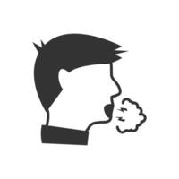 Vector illustration of cough  icon in dark color and white background