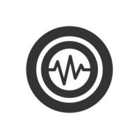 Vector illustration of vibration detector icon in dark color and white background