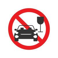 Vector illustration of forbidden to be drunk while driving icon in dark color and white background