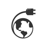 Vector illustration of earth plug icon in dark color and white background