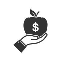 Vector illustration of fruit of money icon in dark color and white background