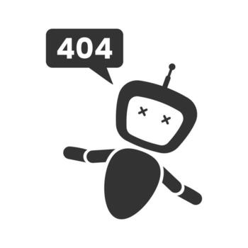 Vector illustration of broken robots icon in dark color and white background