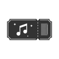 Vector illustration of music ticket icon in dark color and white background