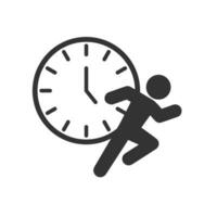 Vector illustration of run from time icon in dark color and white background