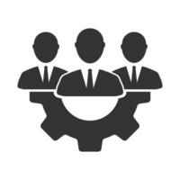 Vector illustration of employee group management icon in dark color and white background