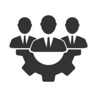 Vector illustration of employee group management icon in dark color and white background