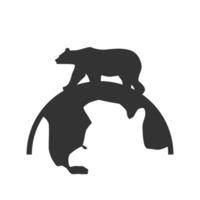 Vector illustration of bear habitat icon in dark color and white background