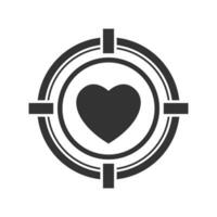 Vector illustration of love targets icon in dark color and white background