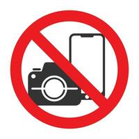 Vector illustration of photos and smartphones are prohibited icon in dark color and white background