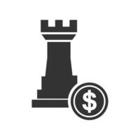 Vector illustration of financial strategy icon in dark color and white background