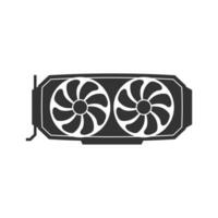 Vector illustration of GPU icon in dark color and white background