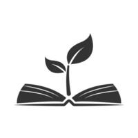 Vector illustration of natural book icon in dark color and white background