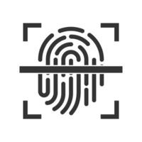 Vector illustration of fingerprint scans icon in dark color and white background