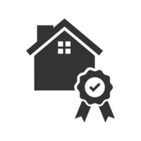 Vector illustration of certified house icon in dark color and white background