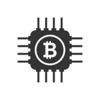 Vector illustration of bitcoin chips icon in dark color and white background